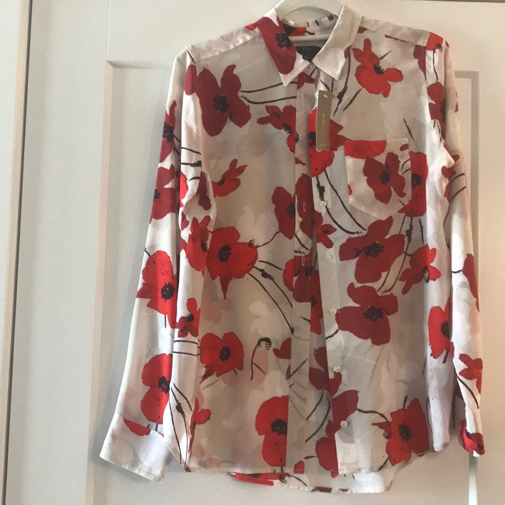 J. Crew  100% silk button down shirt